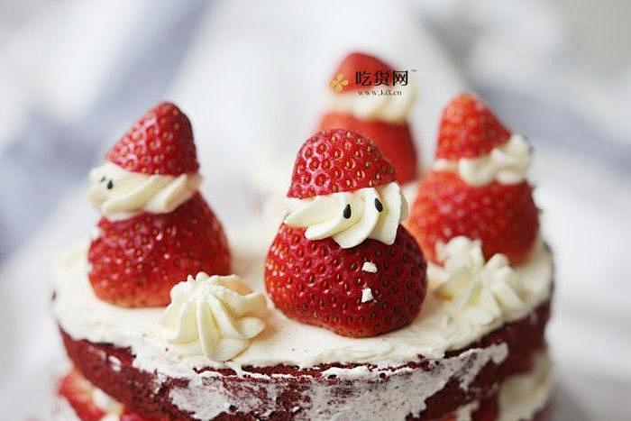 圣诞草莓雪人 红丝绒戚风裸蛋糕的做法 步骤5