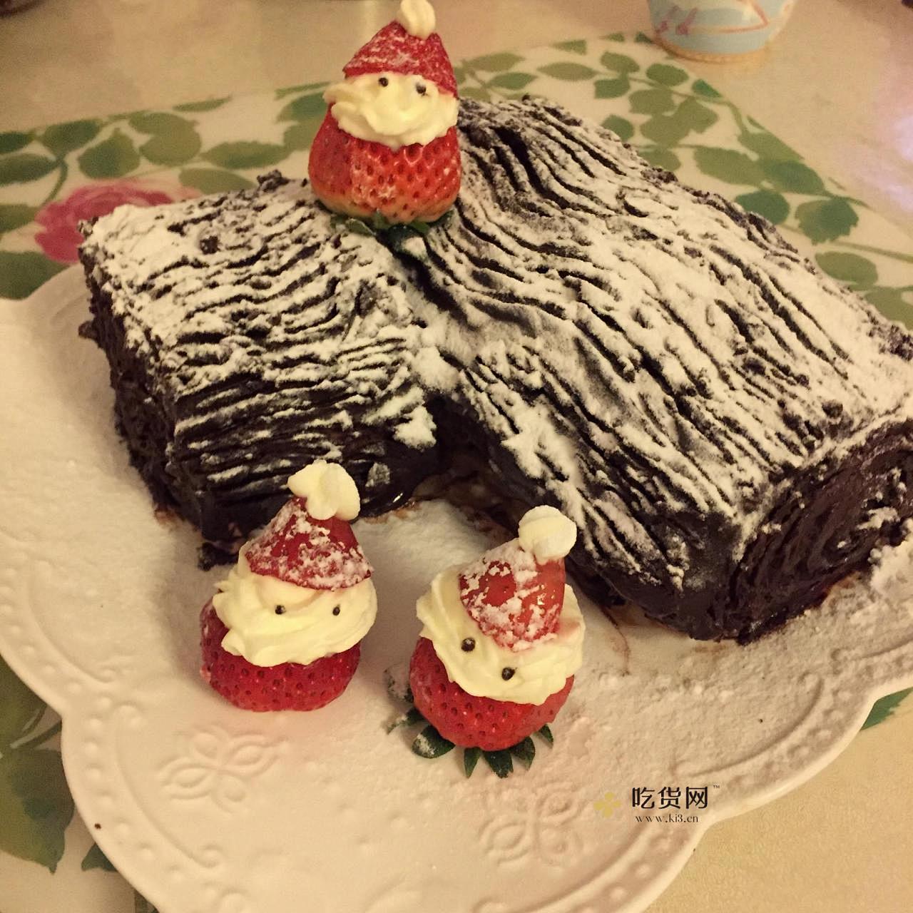 超好吃的圣诞节树干蛋糕叫树桩蛋糕也可哈的做法 步骤13