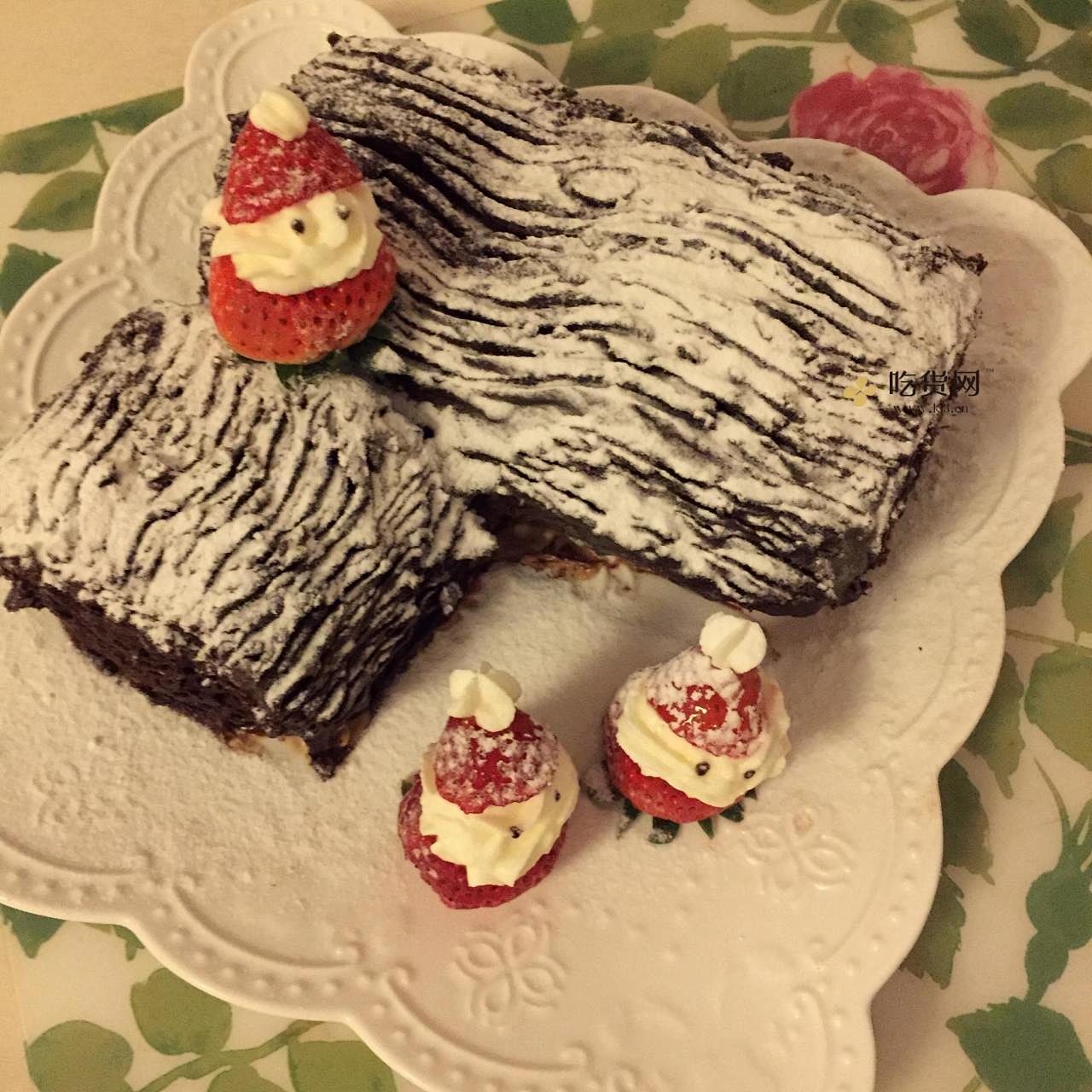 超好吃的圣诞节树干蛋糕叫树桩蛋糕也可哈的做法 步骤12