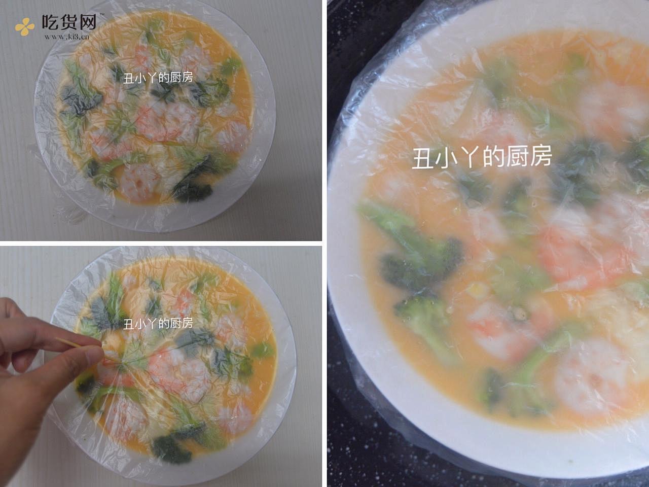 低脂减肥餐｜鲜虾西兰花豆腐蒸鸡蛋的做法 步骤5