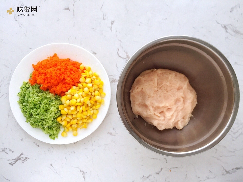 减脂鸡胸肉时蔬饼‼️巨简单超好吃的做法 步骤4