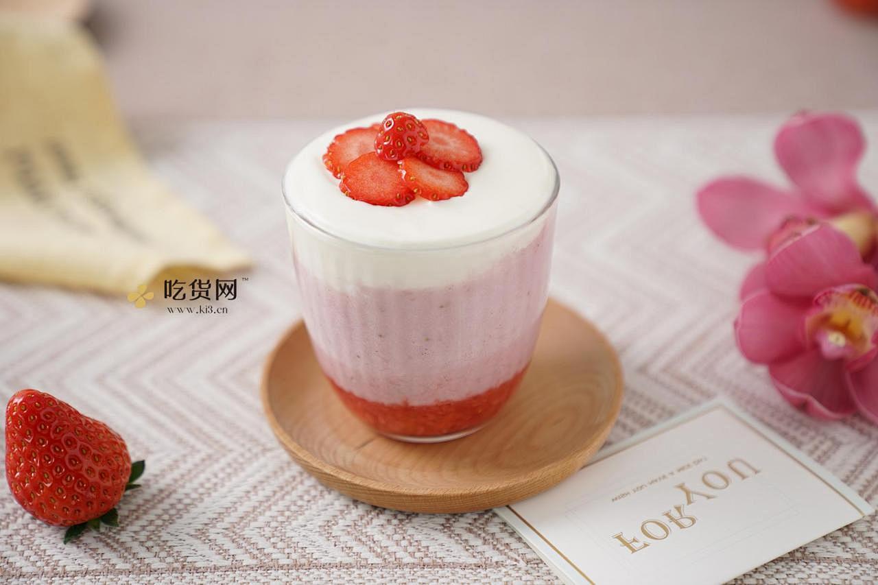 送你一朵小红花-草莓香草奶盖牛奶的做法 步骤12