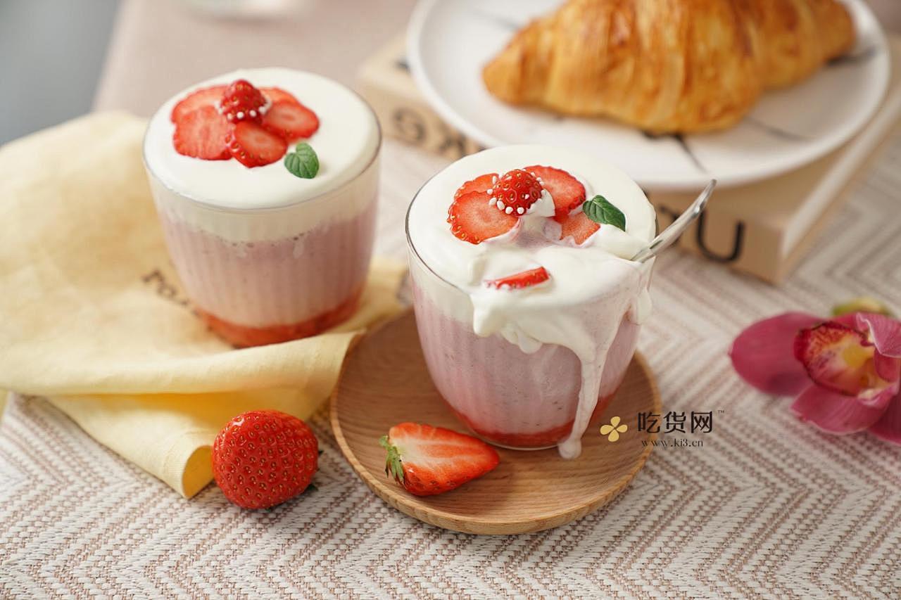 送你一朵小红花-草莓香草奶盖牛奶的做法 步骤14