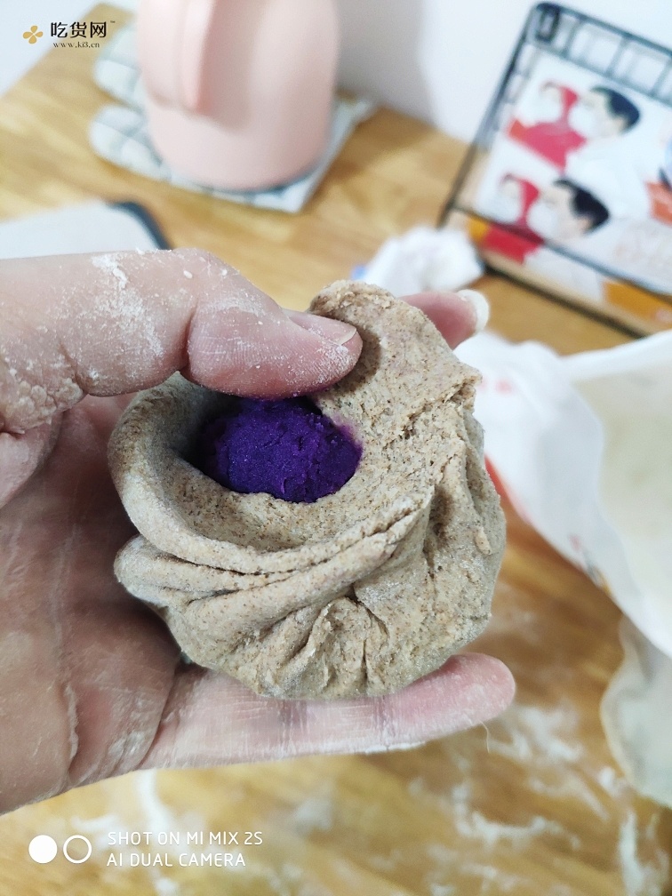 减肥餐黑全麦紫薯馒头的做法 步骤3