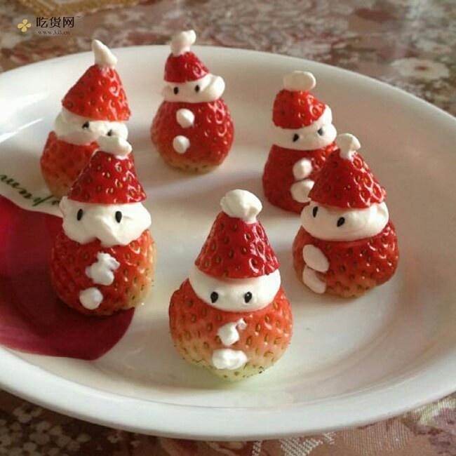 草莓圣诞老人、圣诞雪人的做法 步骤10