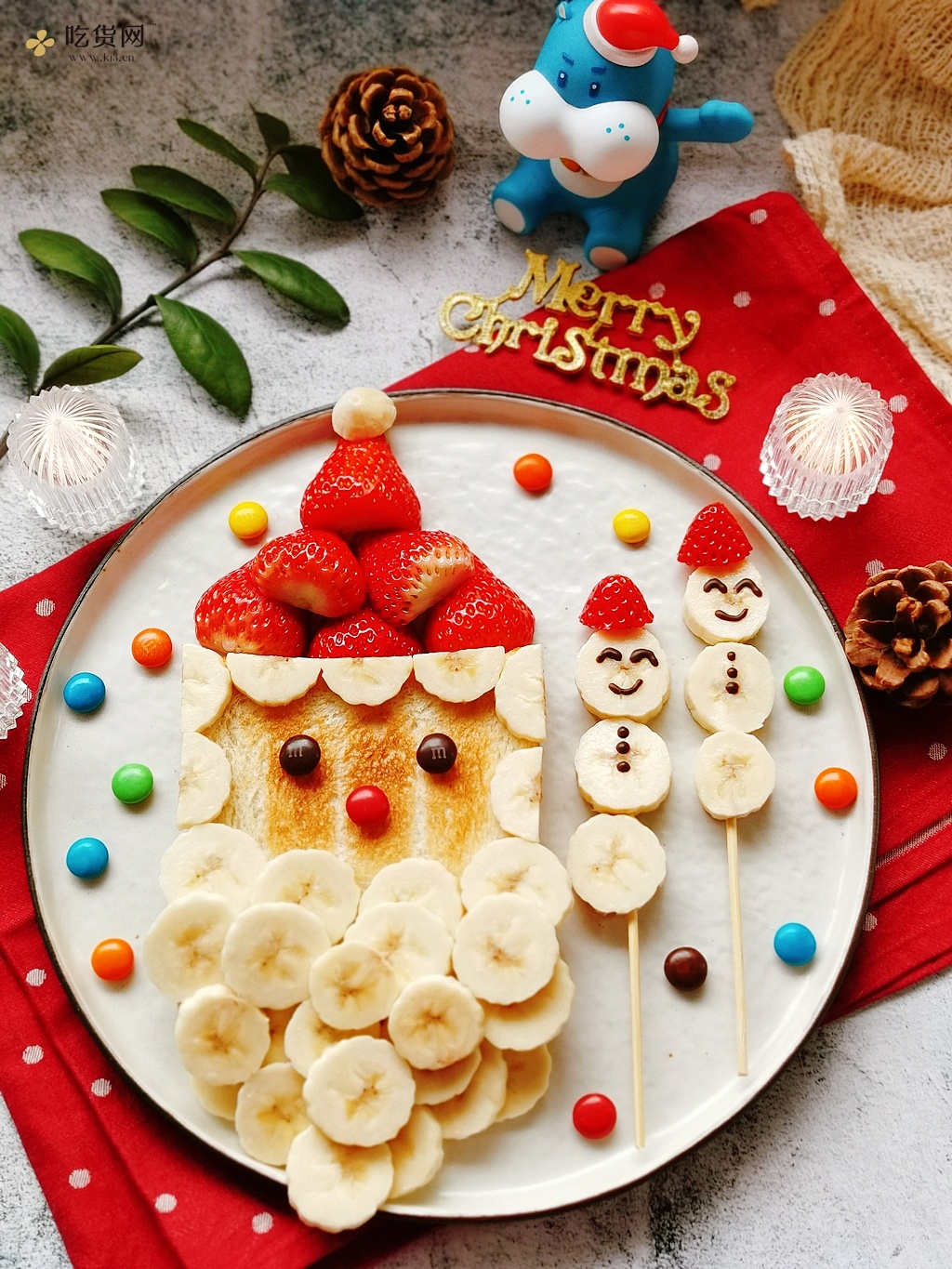 香蕉草莓吐司圣诞老人早餐的做法 步骤8